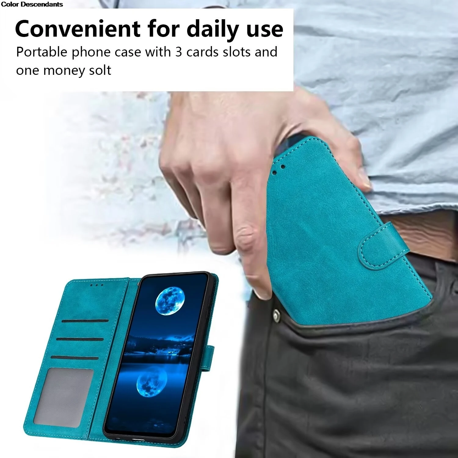 Soft TPU Leather Wallet Flip Phone Case with Card Slot