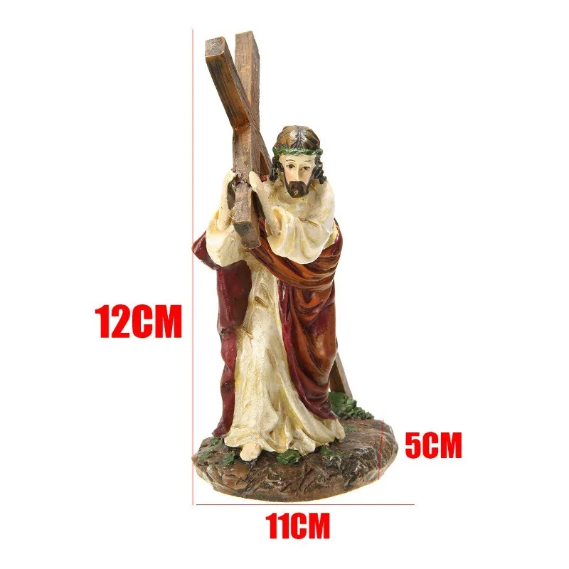1pc Crucifix Statue Jesus Cross Resin Statue Christ Figure Catholic Religious Accessories Decor