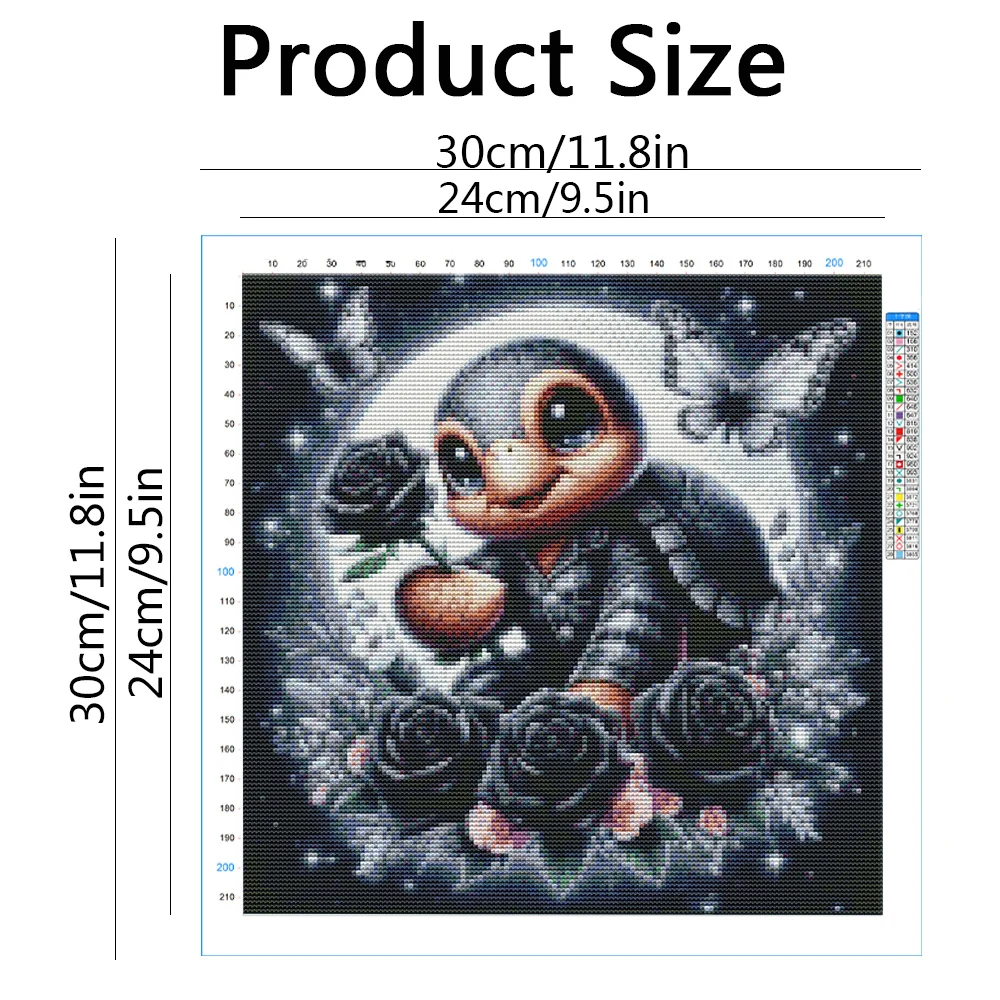 Cross Stitch Kit Huacan Embroidery Animal Turtle 11ct Needlework Full Cross Stitch Flower Rose Printed Canvas Handmade Christmas Gift