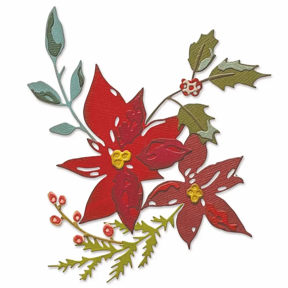 2023 New Retro Plant Flower Maple Leaf Metal Cutting Diy Making Paper Biglietto Di Auguri Album Scrapbooking No Clear Timbri