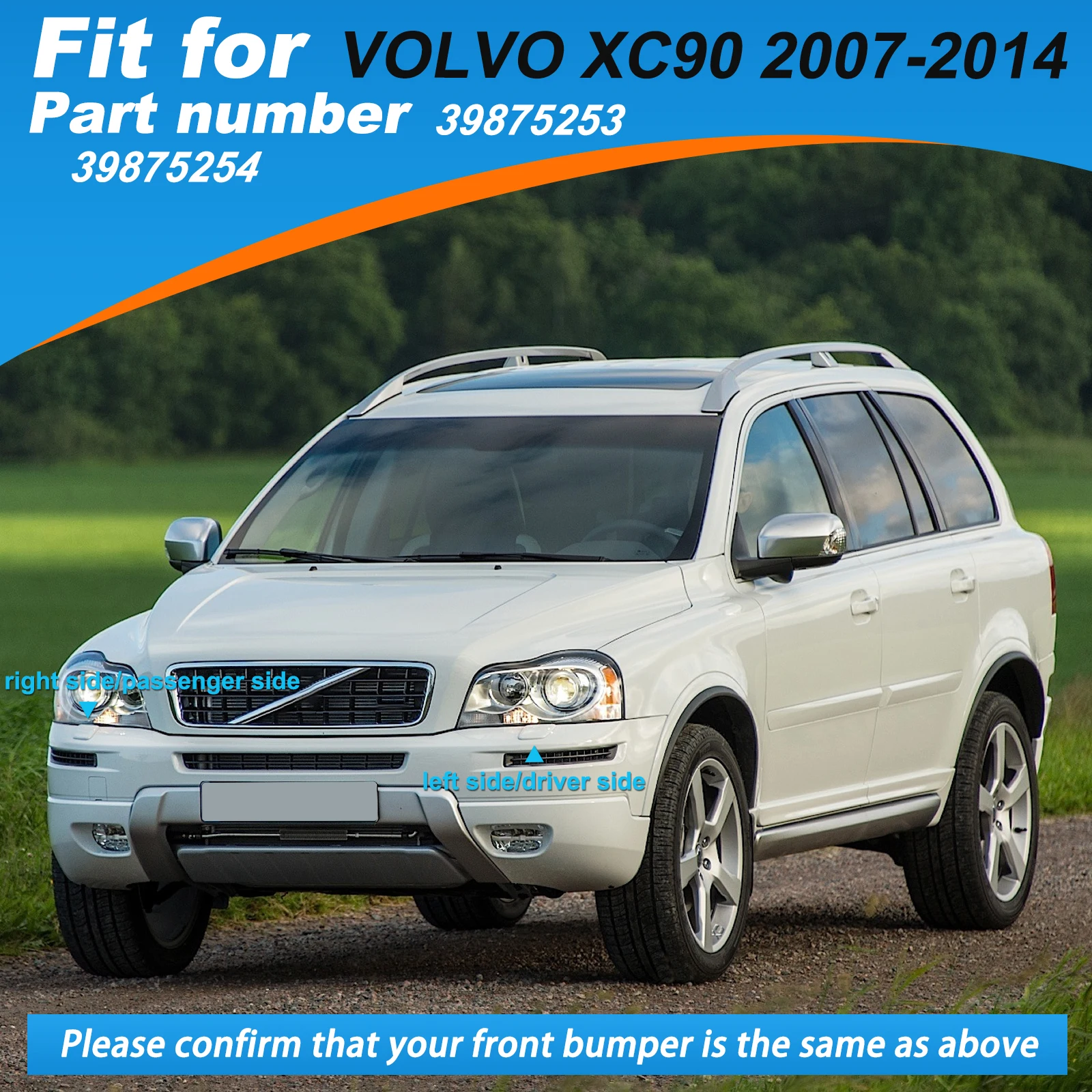 Front Bumper Headlight Washer Cover Headlamp Jet Spray Nozzle Cap For VOLVO XC90 2007-2014 39875253 39875254
