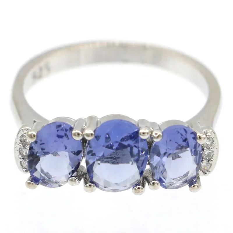 4g Customized 925 SOLID STERLING SILVER Ring Deluxe White Sapphire London Blue Topaz Peridot Iolite CZ Fashion Jewelry Many Size