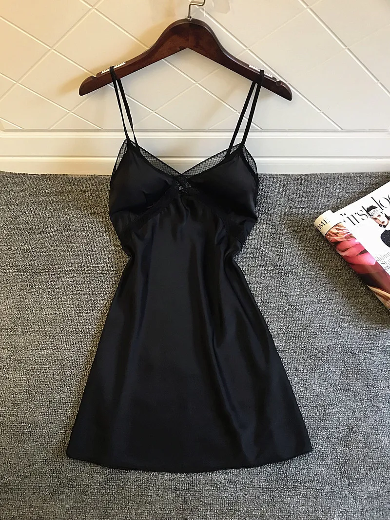 Night Dress Perspective Lace Nightgown Lingerie Backless Lace Nightwear  Silk Nightdress Homewear -  Canada