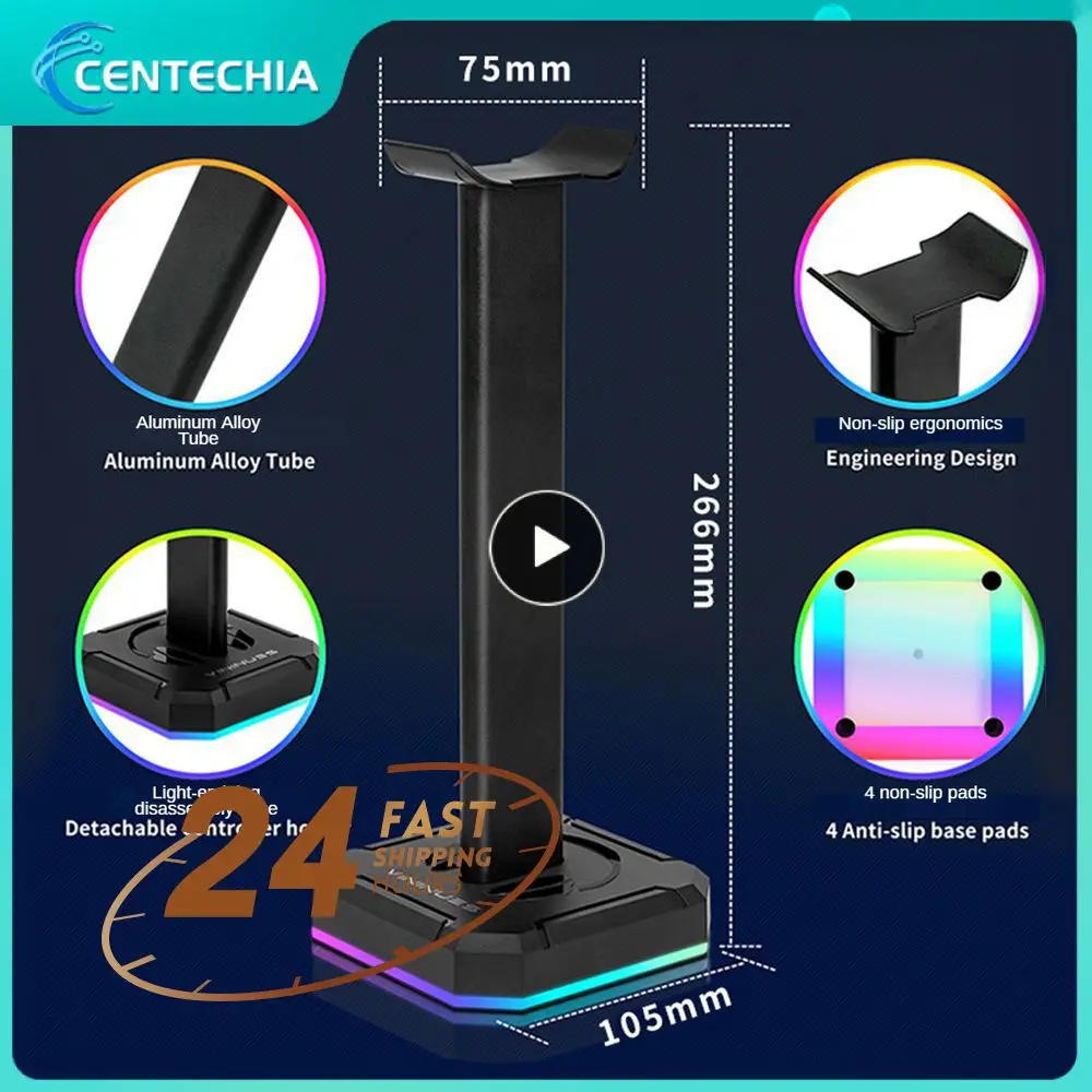Nuovo Supporto Per Cuffie Supporto Per Auricolari Da Tavolo Con Staffa Da Tavolo Per Cuffie Over-Ear Rgb Con 3 Porte Usb, Per Accessori Per Pc Da Gioc