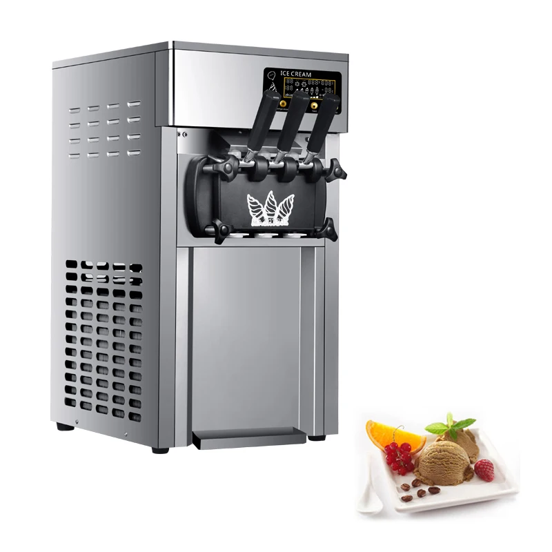 Soft Ice Cream Machine Commercial Desktop Ice Cream Maker Stainless Steel Benchtop Gelato Vending Freezing Machine 2