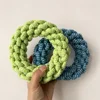 1pc Random Color Ring Woven Design Pet Chew Toy Dog Teeth Grinding Toy Dog Braided Knot Rope Chew Funny Toy 3