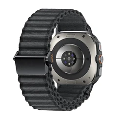 Premium Sports Nylon Loop Strap for Samsung Galaxy Watch Ultra 47mm (Black-Deep Grey)