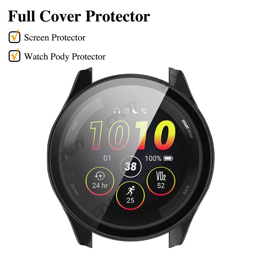 Accessoires bracelet et montre connectée Phonillico Coque compatible Garmin  Forerunner 965 - Protection rigide étui transparent écran verre trempé®