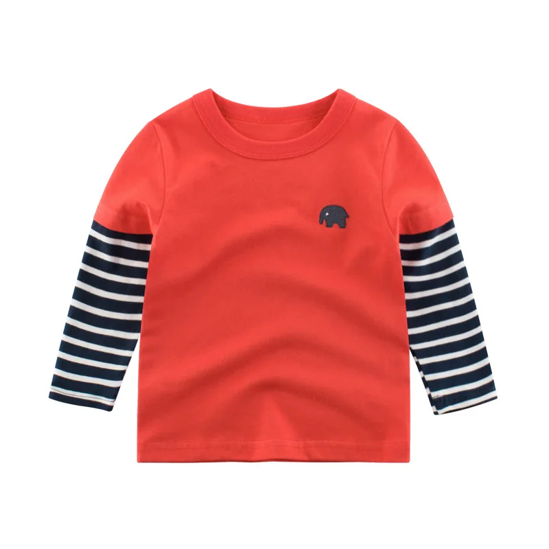 Spring Baby Boys Striped Long Sleeve T shirt Kids Cotton Clothes Toddler Girls Embroidery T