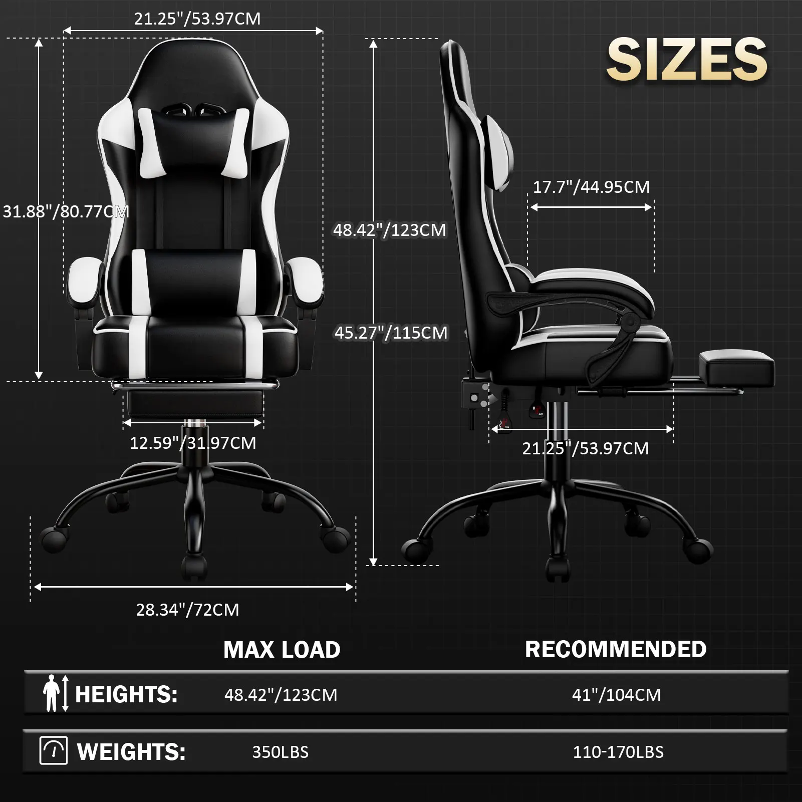 Gaming Chair, Ergonomic Video Game Chair for Adults, Comfortable Computer Chair with Footrest and Lumbar Support 4