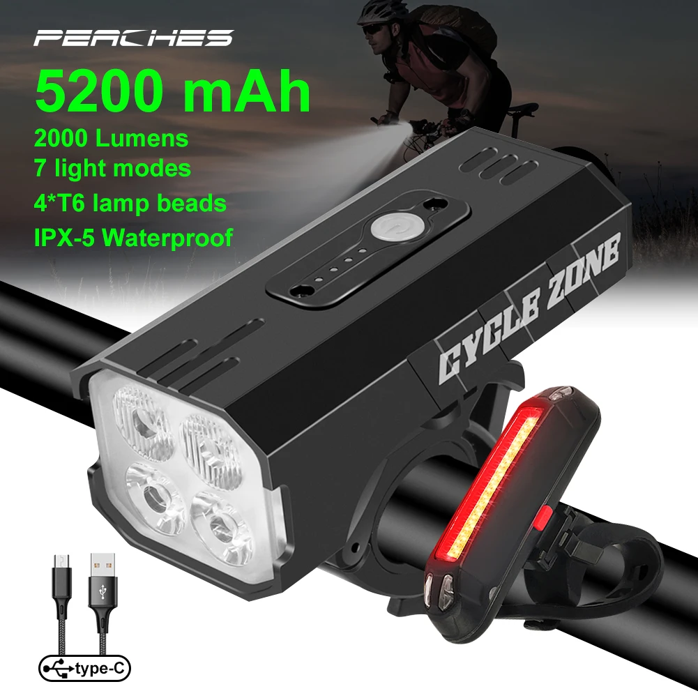 4T6BicycleLightRechargeableLEDCyclingFlashlightForBikeLantern