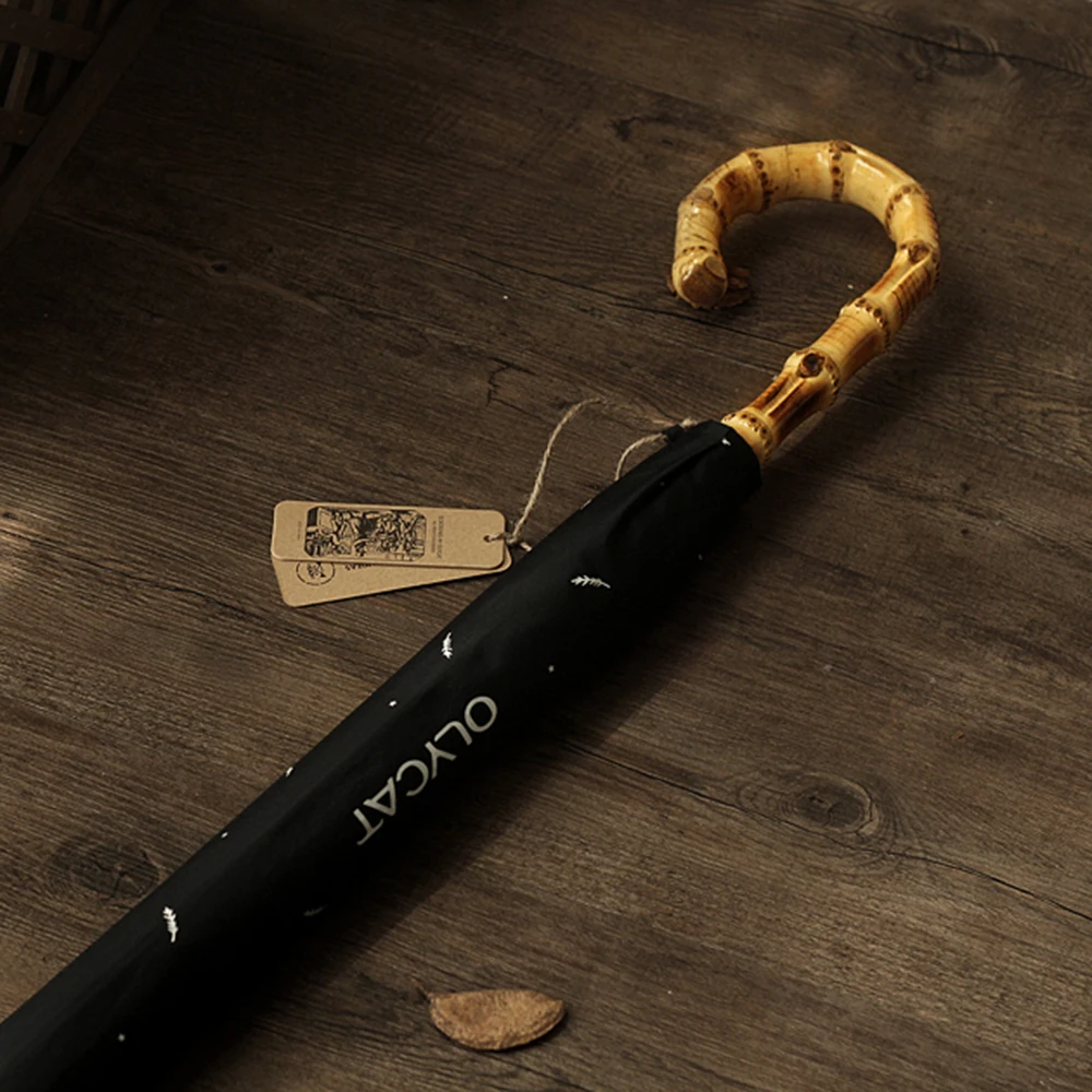 OLYCAT-Natural-Bamboo-Long-Handle-Umbrella-Rain-Women-Windproof-Semi-Automatic-Black-Umbrellas-Business-Men-Gifts.jpg Olycat Természetes Bambusz Hosszú Fogantyú Esernyő Eső Nők Szélálló Félig Automatikus Fekete Esernyők Üzletemberek Ajándékok 8K Parasol - Image 3