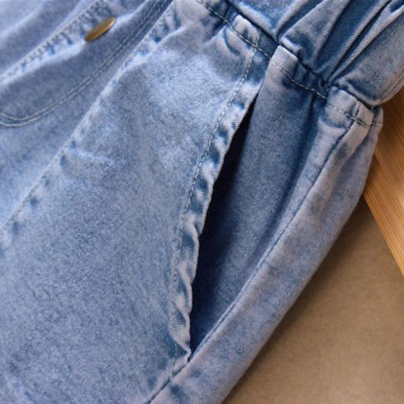 Summer Kids Clothes Girls High Waist Casual Denim Shorts Pocket Tassel Perforated Fashion Shorts Egg Bottom Bowkont Outdoor
