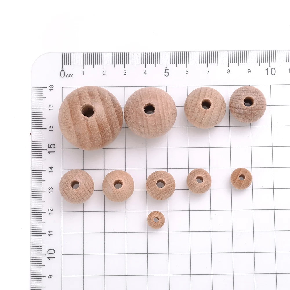 8 10 12 14 15 16 18 20 25 30 mm natürliche Holzperlen runde Form Log Spacer Perlen Buche für Schmuckherstellung DIY Armband Halskette – Detail 5