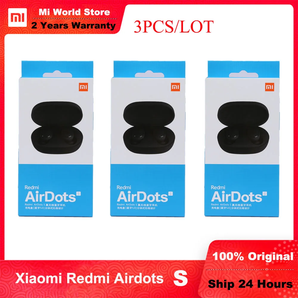 10 Pieces/Lot Xiaomi Redmi AirDots 2 Noise Reduction with Mic AI Control Redmi AirDots S Air DotsTrue Wireless Headset Wholesale wireless headphones with mic Microphones