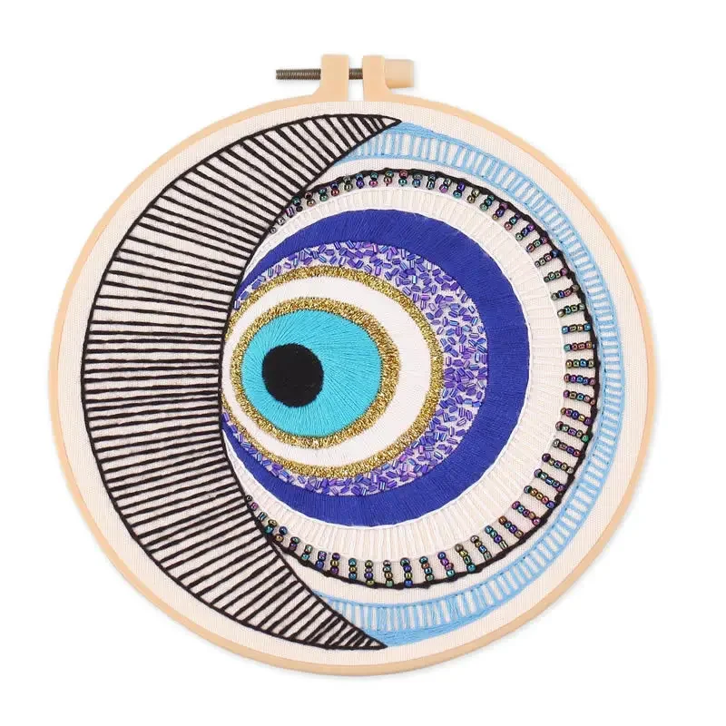 Evil Eye Embroidery Starters Kit for Beginners Stamped Cross Stitch Kits for Beginners Adults Include Embroidery Cloth