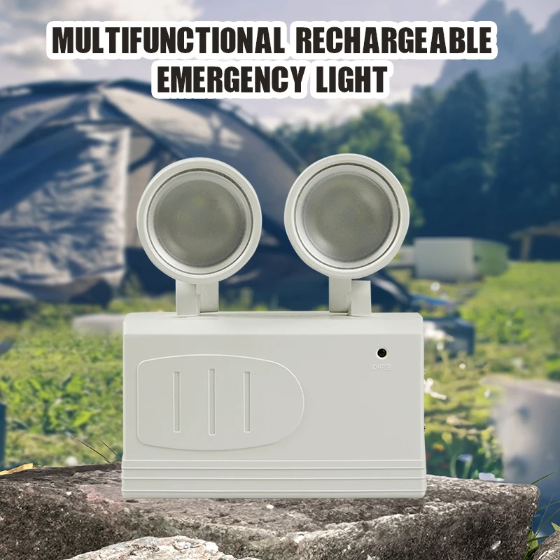 Double Head Emergency Light Wall-mounted Fire Fighting LED Lamp Rechargeable Portable Work Maintenance Lighting for Power Outage emergency light
