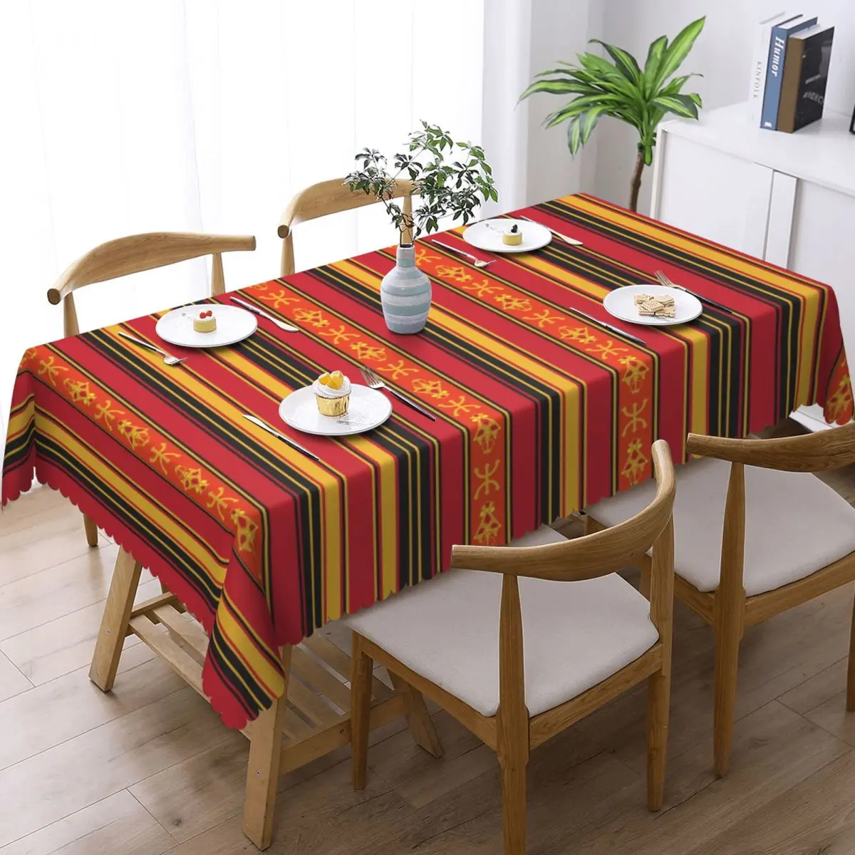 Custom Rectangular Oilproof Z Imazighen Kabyle Jewelry Table Cover Amazigh Berber Ethnic Table Cloth Tablecloth for Picnic 2