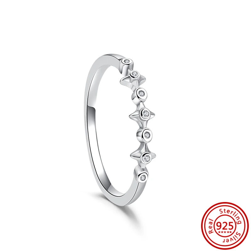 New 925 Sterling Silver Original Ring Pavé Clear Zircon Feather Flower Crown Heart Sparkling Lucky Wedding Rings Pantaro Jewelry 6