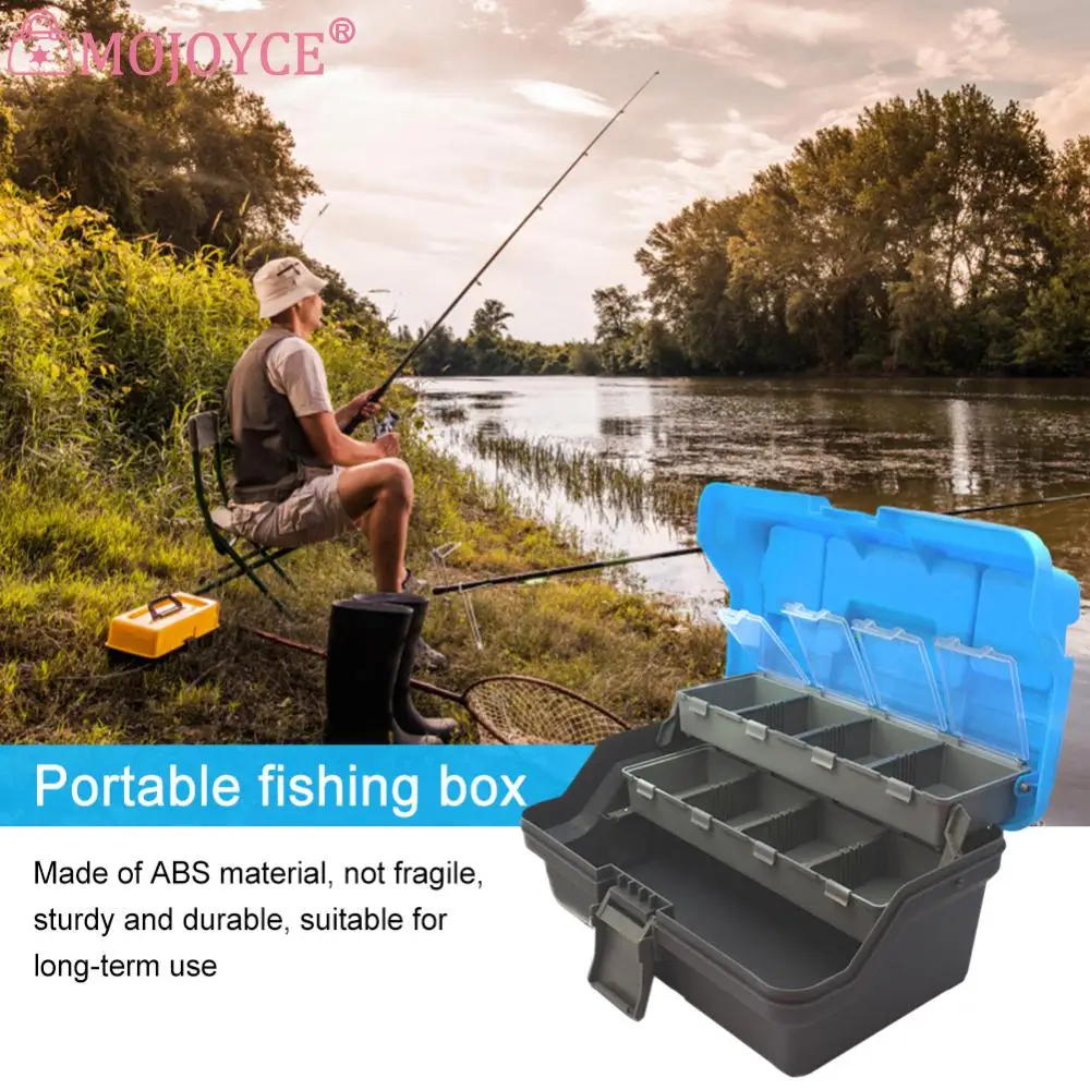 3-Layer Folding Fishing Tackle Box Multipurpose Storage Tool Box with Handle Hardware Storage for Fishing Tackle