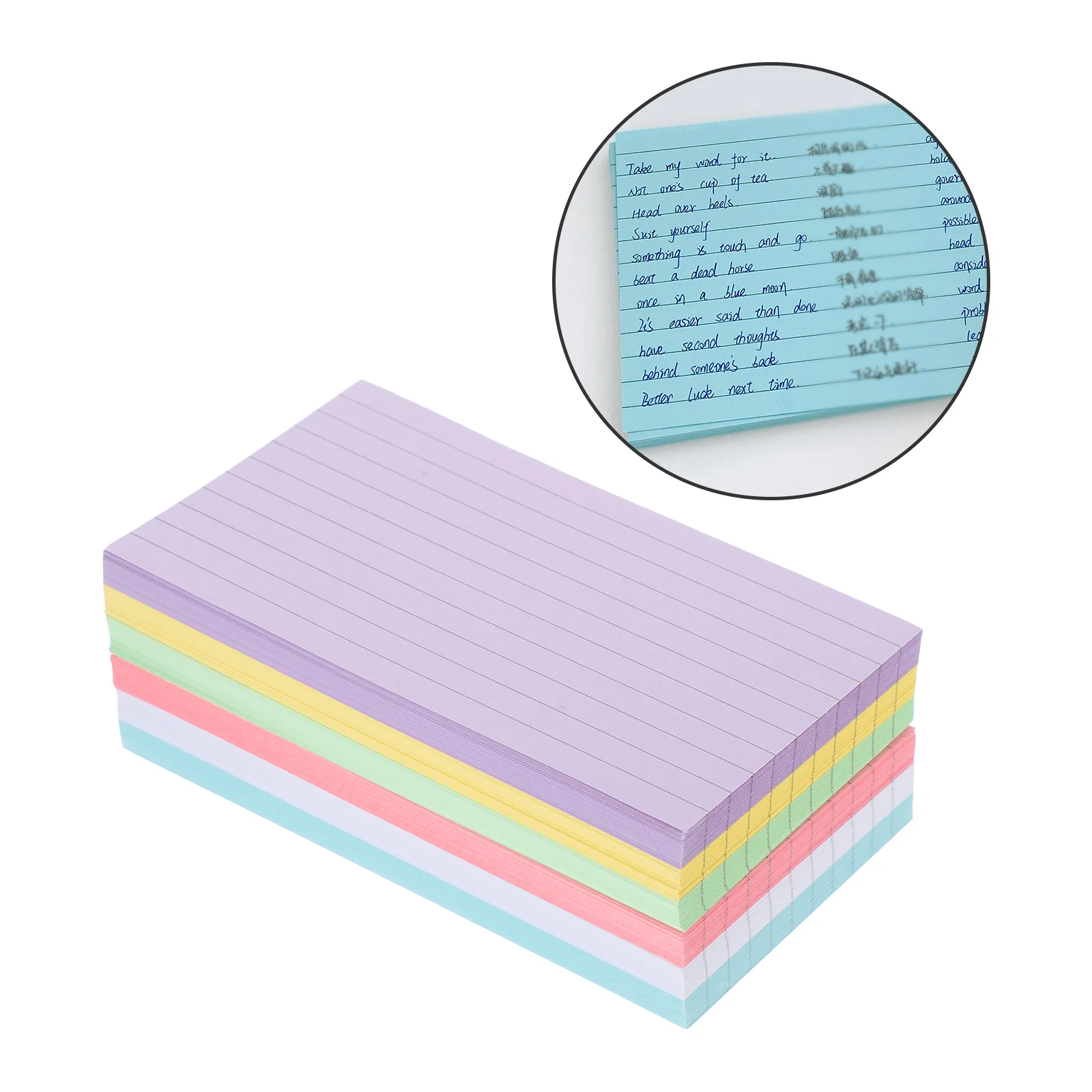 

300 Sheets Colored Index Cards Learning Flashcards Small Notepads Mini Word Colorful Paper Office