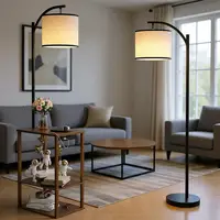 Floor Lamp with Table, End Table, Living Room Lamp, Shelves Side Table with Charging Station, 3 Color Temperature LED Bulb, Nigh