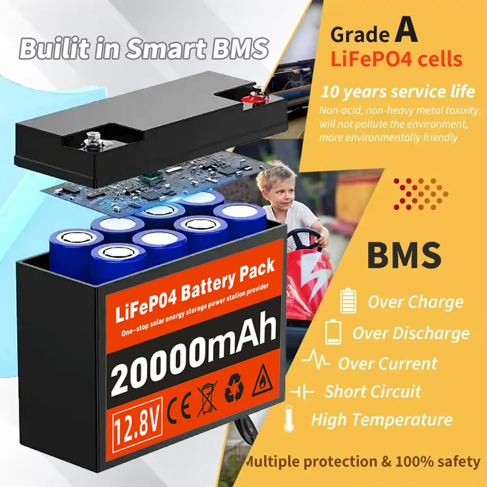 Batterie LiFePO4 12V 50Ah + Chargeur 10A Lot RC