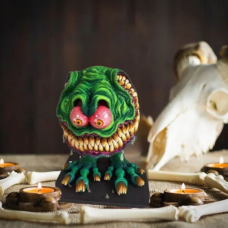 Halloween Figurines Angry Big Mouth Monster Driving Statue Ornament Rat Halloween Resin Crafts Gifts Sculpture for Home Decor 3