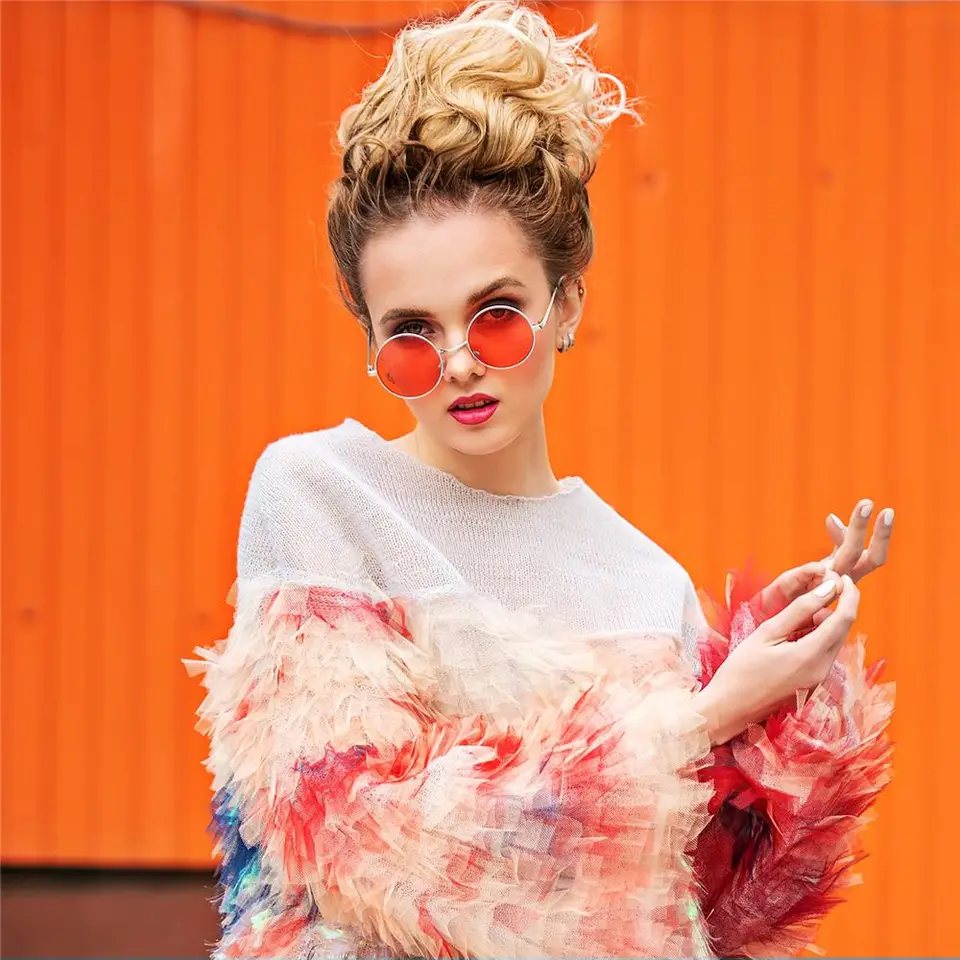 Occhiali Da Sole Donna Hippie Fiore Rotondo - Lenti Sfumate Senza Montatura