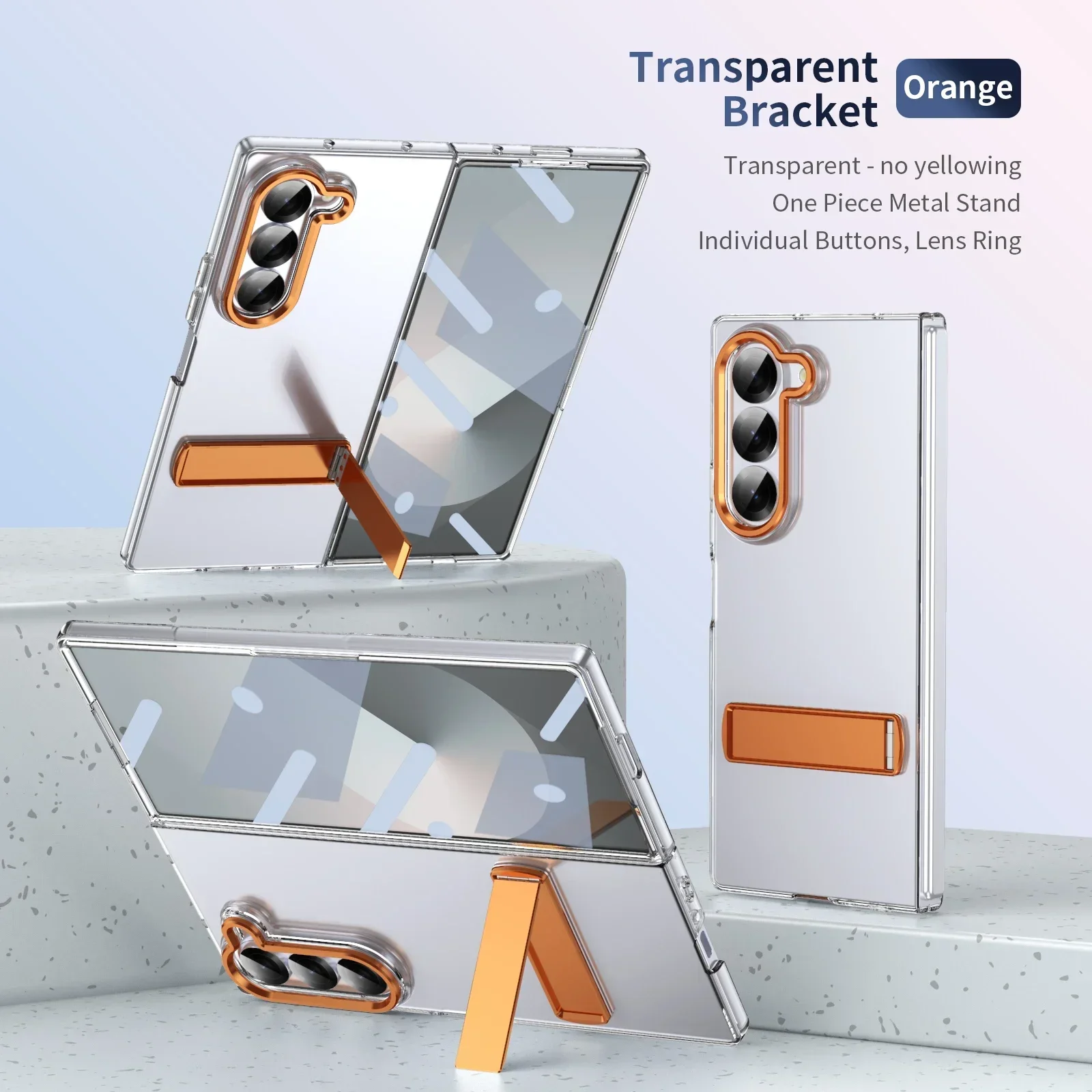 Premium Transparent Shockproof Phone Case with Metal Holder & HD Clarity