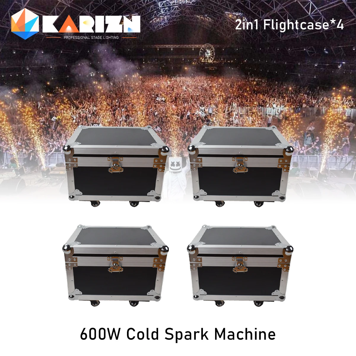 

0 Tax 4Pcs Roadcase For Ti Powder 600W Cold Spark Machine DMX Remote Cold Fireworks Fountain Spark Stage Sparkular Machine