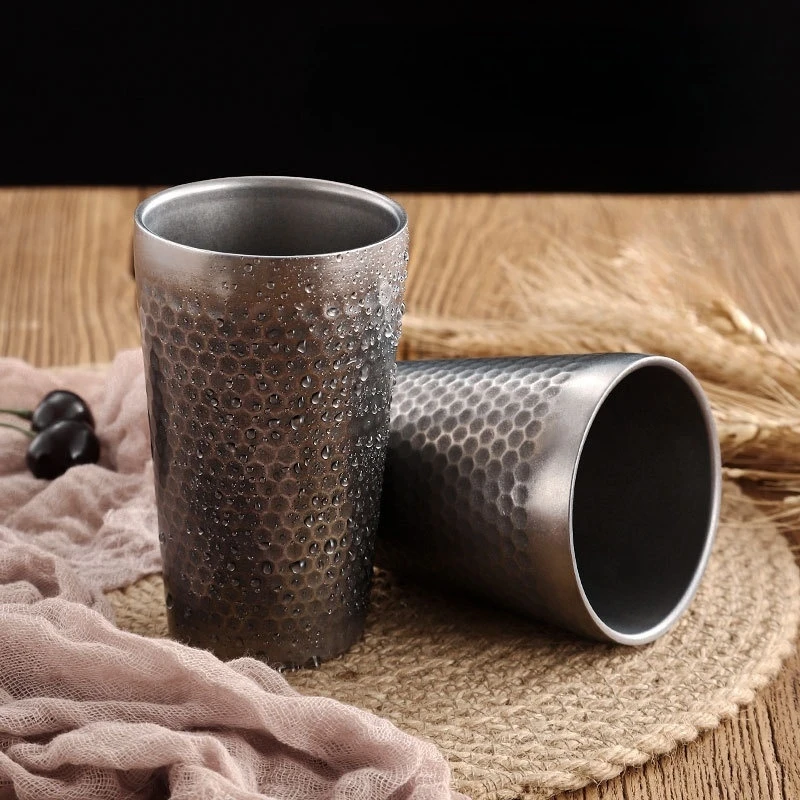 Retro Double-Wall Keep Cold Beer Cup 304 Tazza In Acciaio Inossidabile Tazze D'Acqua Succo Di Caffè Cocktail Glass Tazza Da Viaggio Stoviglie Coreane