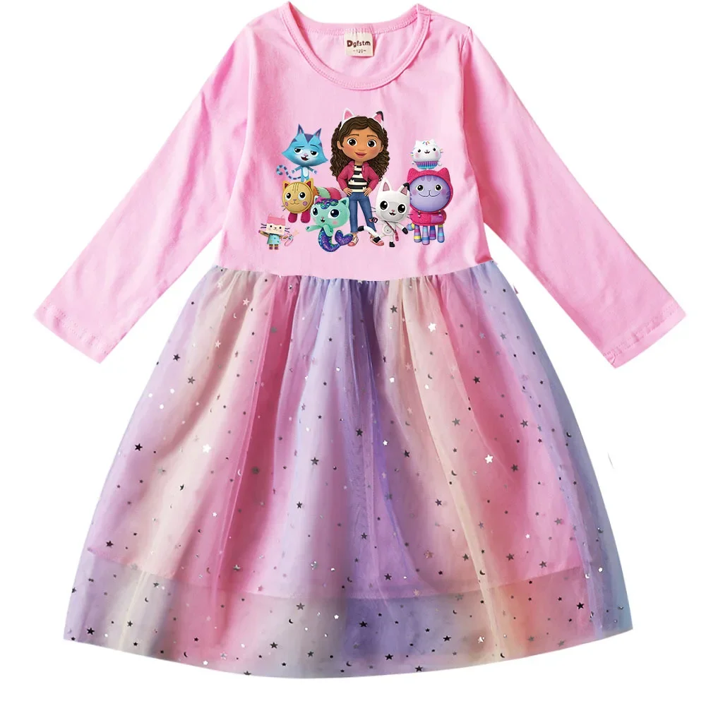 Baby Girls Gabby DoolHouse Dress Kids Gabbys Cats Clothes Halloween Cosplay Costume Long Sleeve Casual Princess Dresses girls dress princess costume