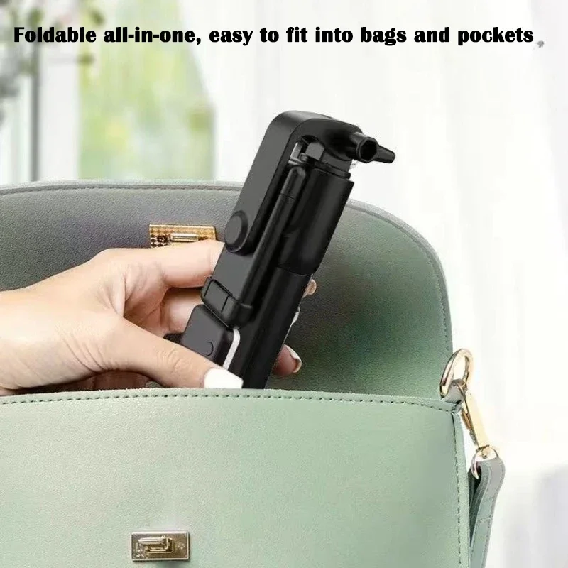 Wireless Bluetooth Selfie Stick with Fill Light & Remote, Extendable Tripod Stand Compatible for iPhone Android Smartphones