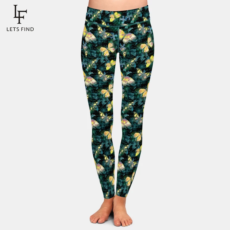 

LETSFIND 2020 New Womens High Waist Workout Leggings Beautiful Butterfly Print Soft and Slim Fitness Elastic Leggings