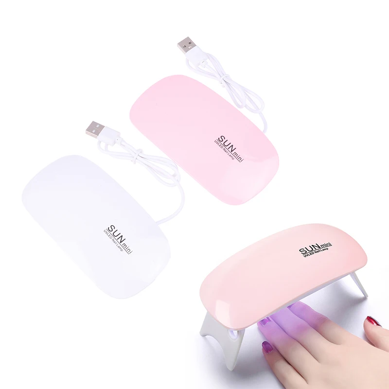 

6W Mini Nail Lamp UV LED Gel Polish Cured Pink White Nail Dryer Machine Portable USB Cable Home Nails Dry Tool For Gel Varnish