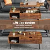 Lift Top Coffee Table for Living Room, Small Rising Wooden Dining Center Table with Storage Shelf, Café Tables 5
