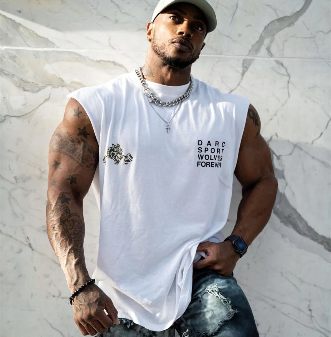 

MAKN Fitness Tank Top Men's Sleeveless Training Iron Top Cotton T-shirt Loose And Breathable Large Sweetheart Running Shirt