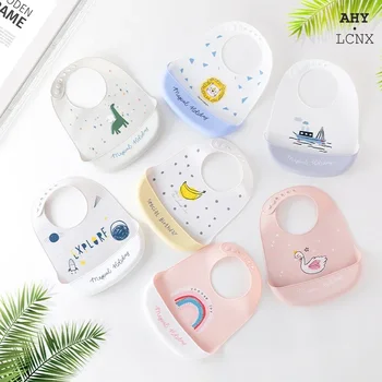 Soft Silicone Baby Bibs Boys Girls Stuff Waterproof Bib Feeding Infant Newborn Cartoon Aprons Toddlers Bibs Burp Cloths Bandana 1