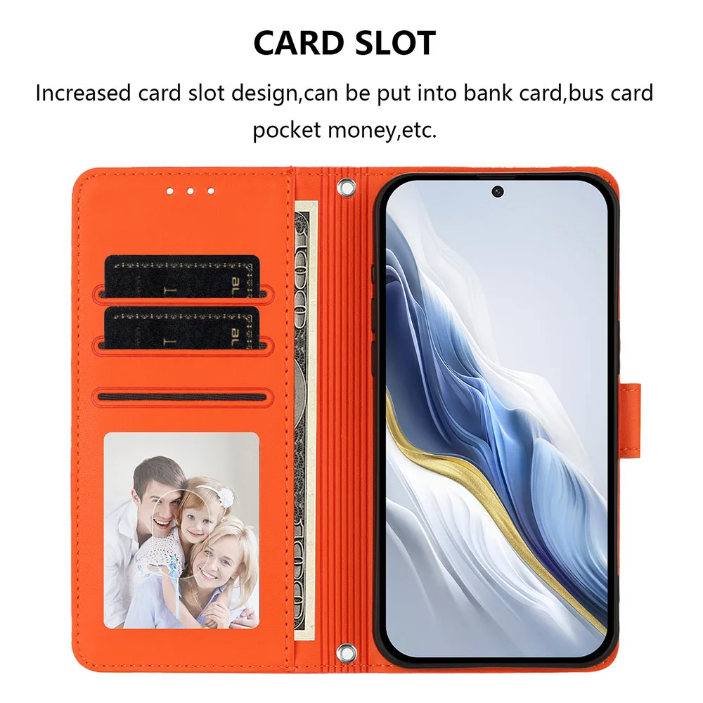 Stylish Leather Flip Wallet Phone Case - Elegant Design with Built-In Card Holder
