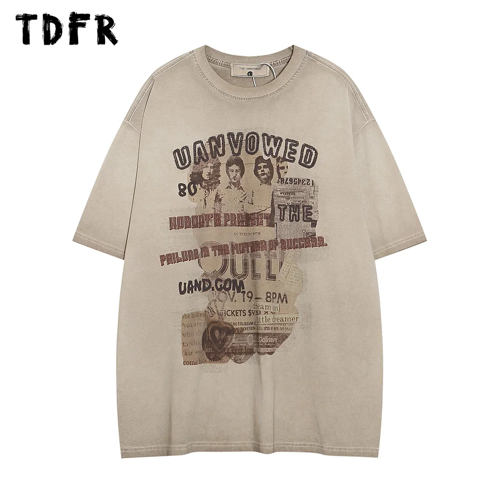 

Футболка мужская с коротким рукавом, винтажная уличная одежда в стиле ретро, свободная рубашка с коротким рукавом и круглым вырезом, хлопковые топы, лето