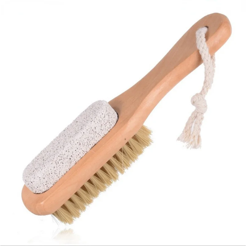 Handle Pumice Stone Foot Brush Scrubber Feet Exfoliating Dead Skin Remover  Natural Bristle Massage Brush Pedicure Tool - AliExpress