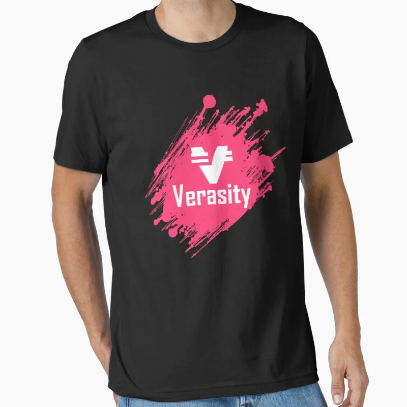 VRA Verasity Crypto Kryptowährung 100 % Baumwolle bedrucktes T-Shirt für Männer große Größe Erwachsene Tops S-6XL