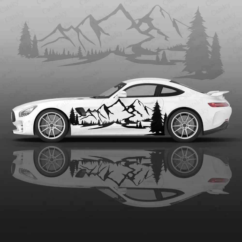 

Black Graffiti Peak Pattern Car Graphic Decal Protect Full Body Vinyl Wrap Modern Design Image Wrap Sticker Decorative Car Decal