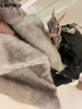 Lautaro Autumn Winter Oversized Loose Casual Luxury Soft Thick Warm Hairy Faux Fox Fur Coat Women Long Sleeve Fluffy Jacket 2024 4