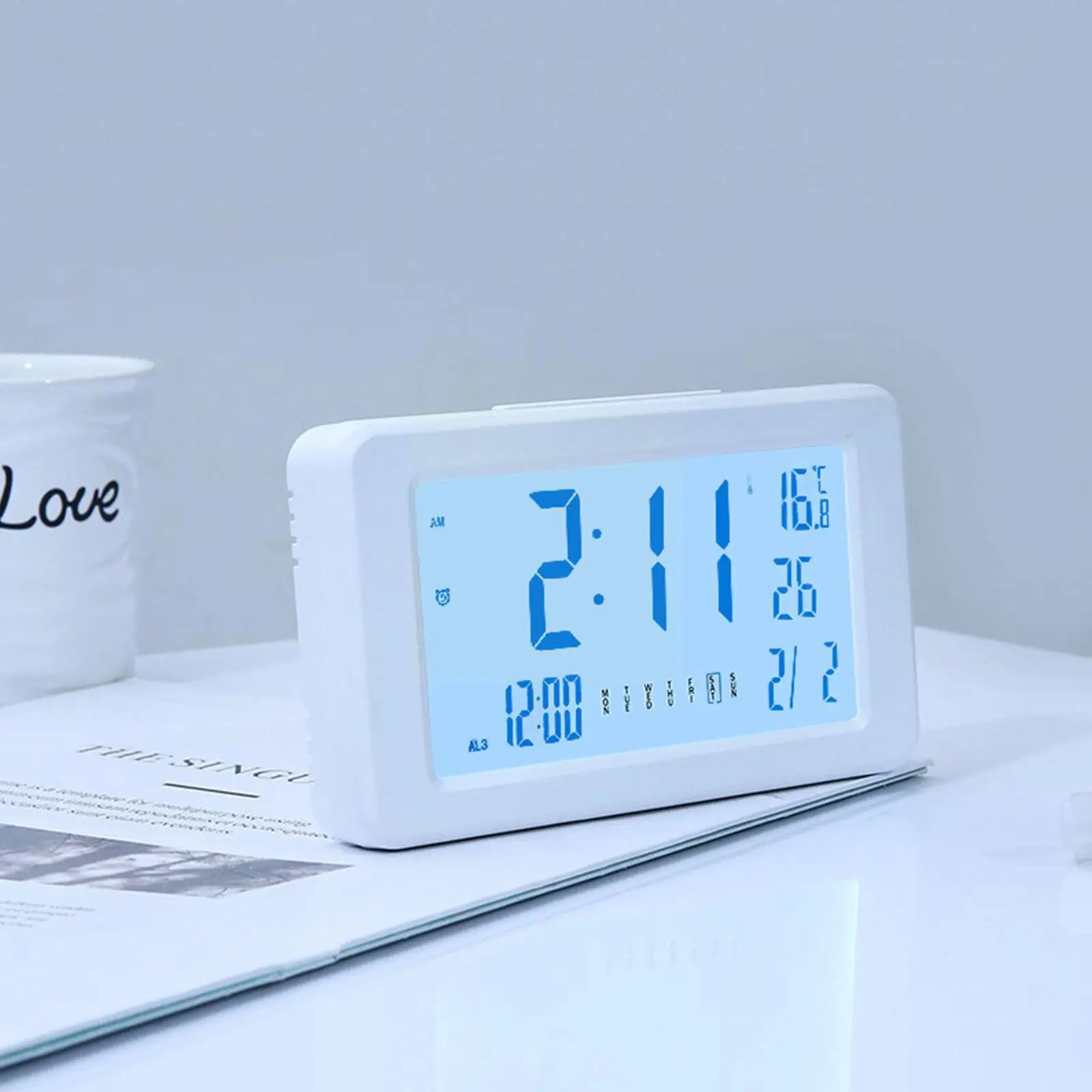 Estilo nórdico led digital alarme snooze display tempo de luz tela lcd