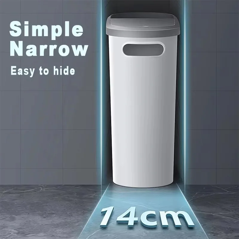 Trash Can 10L Bathroom Press Type with Lid for Kitchen Bedroom Living Room Toilet Bucket Waste