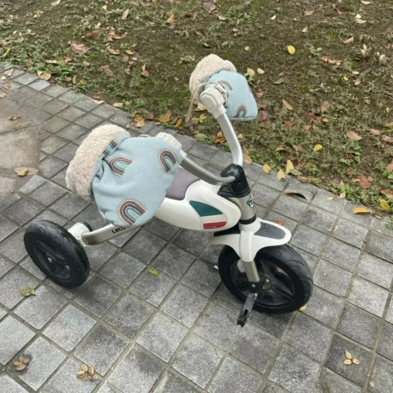 2-12Y New Windproof Infant Stroller Gloves Children Outdoor Sports Mittens Cartoon Printed Hands Warmer Scooter Gloves Accessory