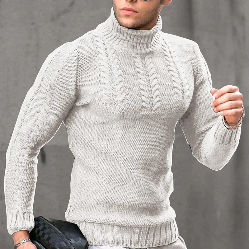Winter Thick Warm Sweater Men Casual Long Sleeve Turtleneck Slim Knitted Jumper Tops Fall Mens Clothes Vintage Knitting Sweaters