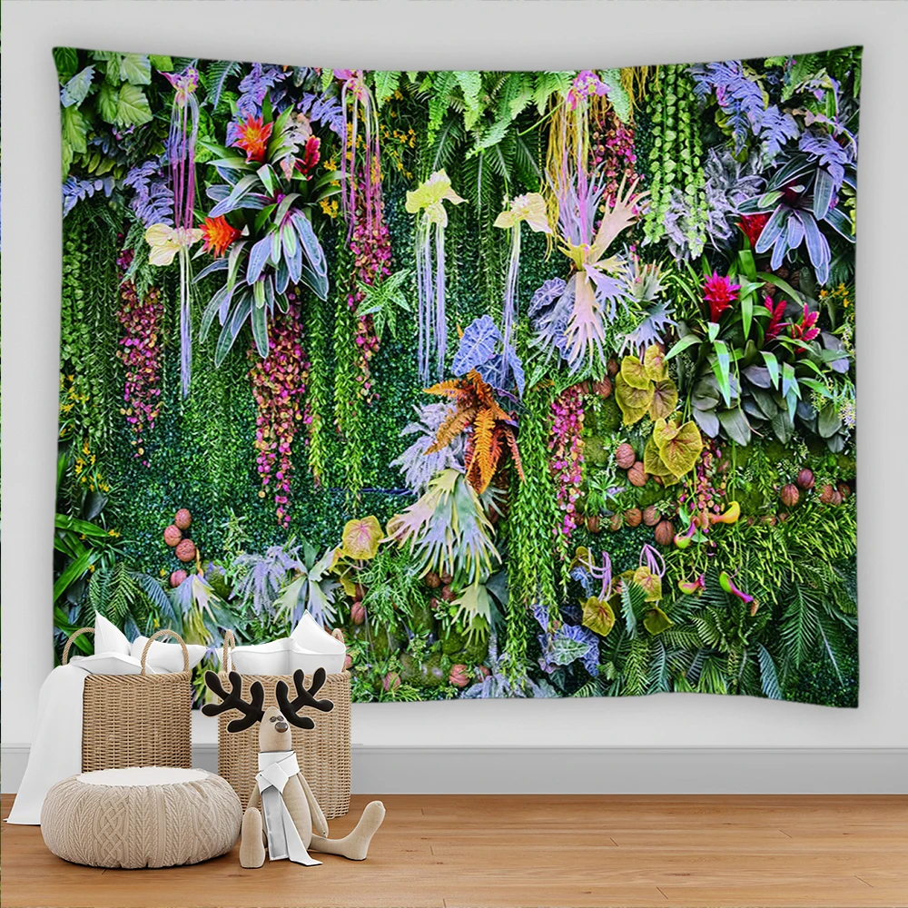 Tropical Plant Grass Tapestry Flower Green Plant Wall Hanging Cloth